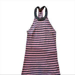 FREE PEOPLE STRIPED PINK & PURPLE TANK SIZE MEDIUM STRETCH KNIT